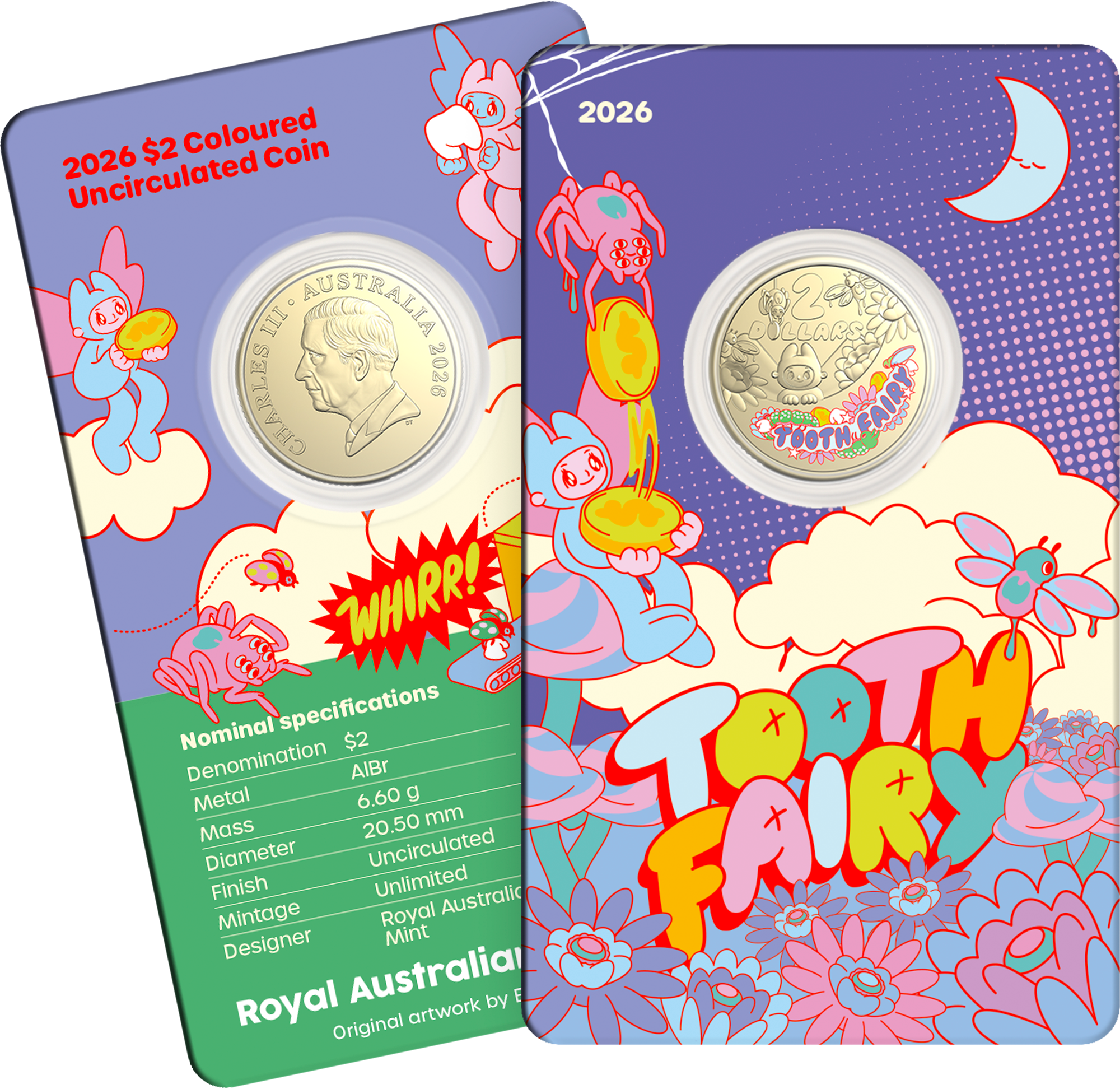 2026 RAM $2 Coloured Uncirulated Coin in Card - Tooth Fairy